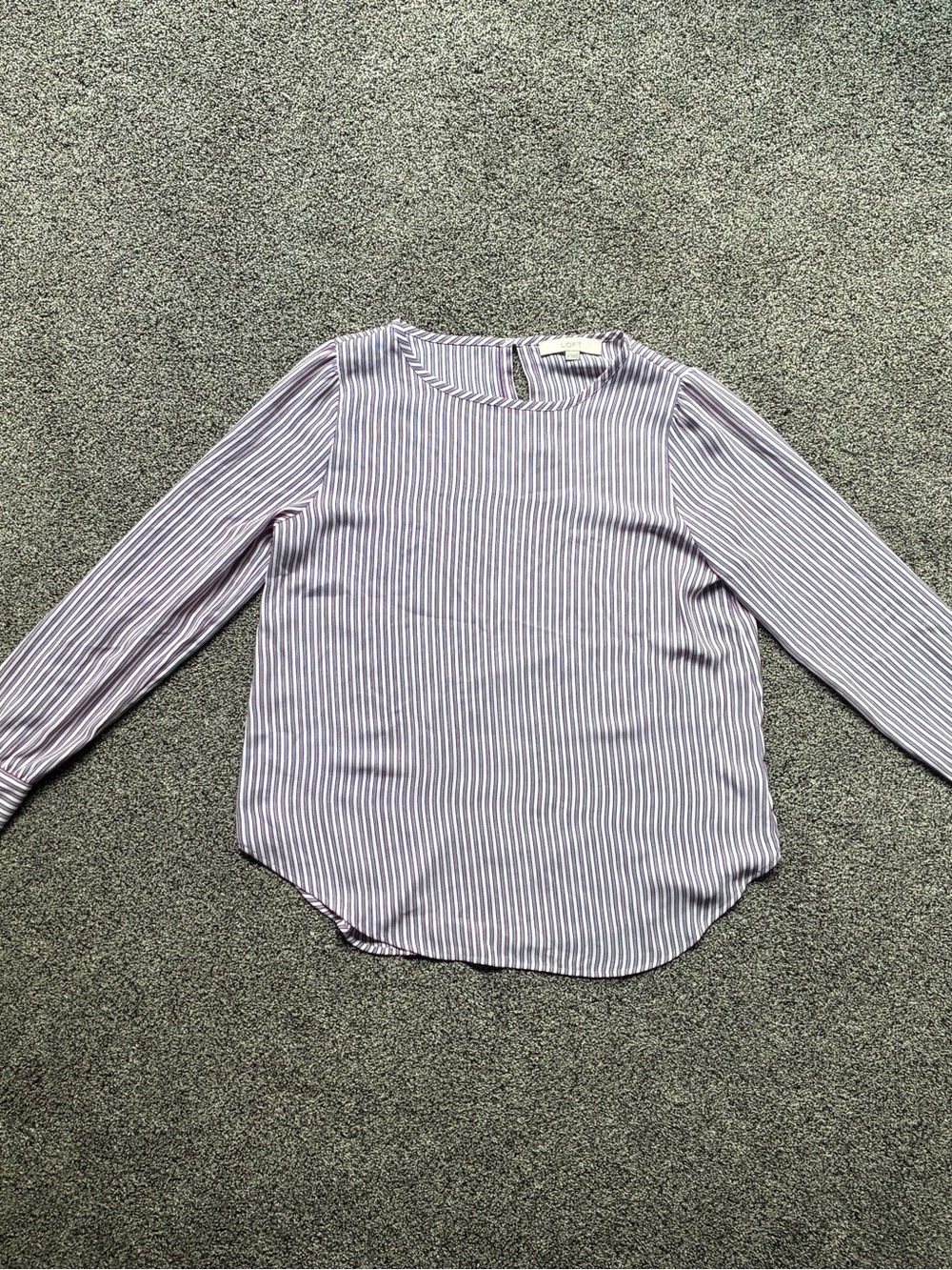 LOFT Women’s Red, White and Blue Striped Blouse, Size Medium